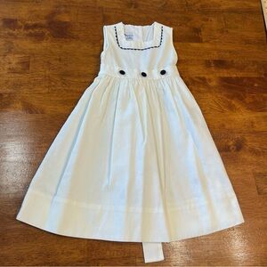 Vintage Monday’s Child white navy girls dress size 4 100% cotton